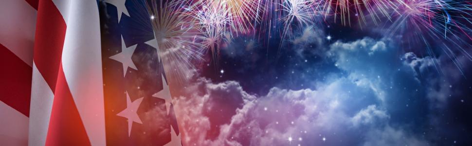 American Flag and fireworks 4th of July