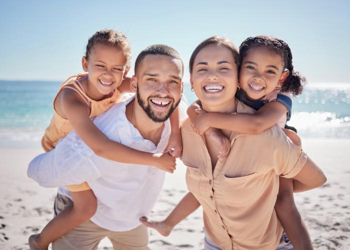 Family on beach