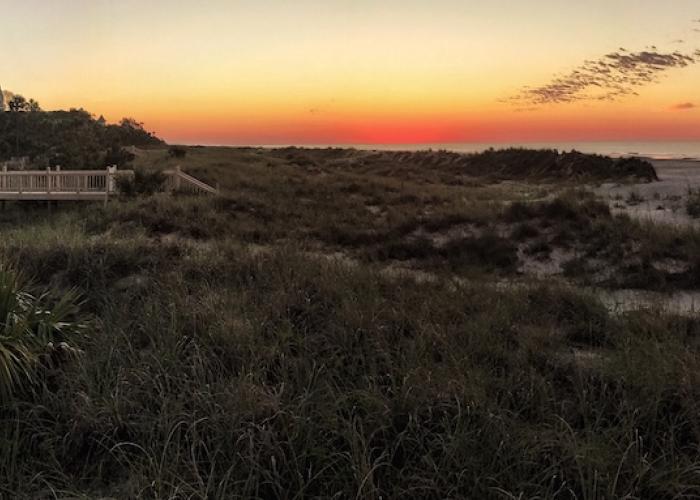 Warm sunrise on Hilton Head in South Carolina.